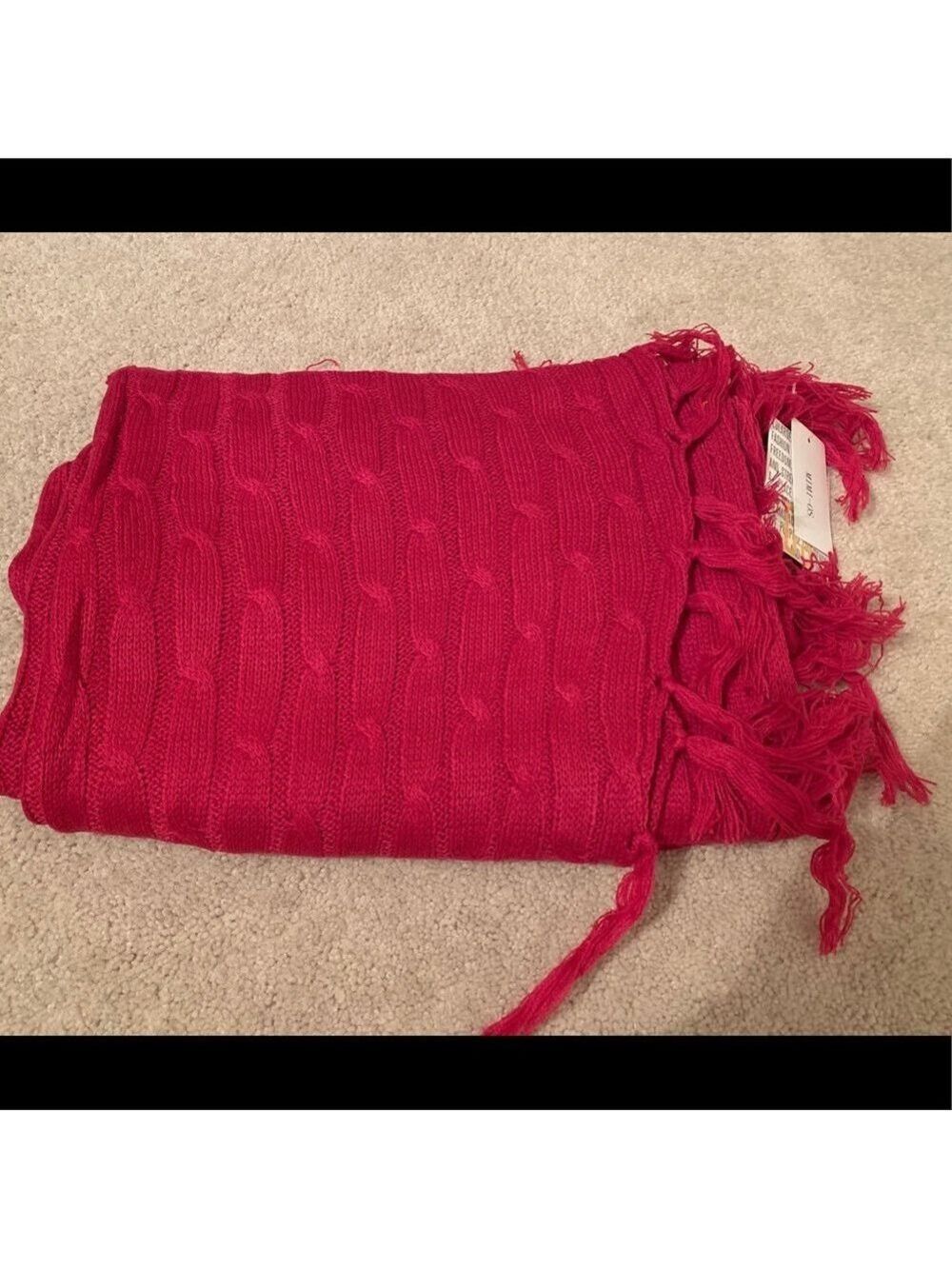 NWT Lularoe Raspberry Pink Mimi Cable Knit Shawl - Picture 3 of 6